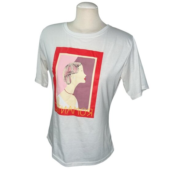 Shein Romantic Graphic White Short-Sleeve T-Shirt For Women - Size XL - Picture 4 of 8